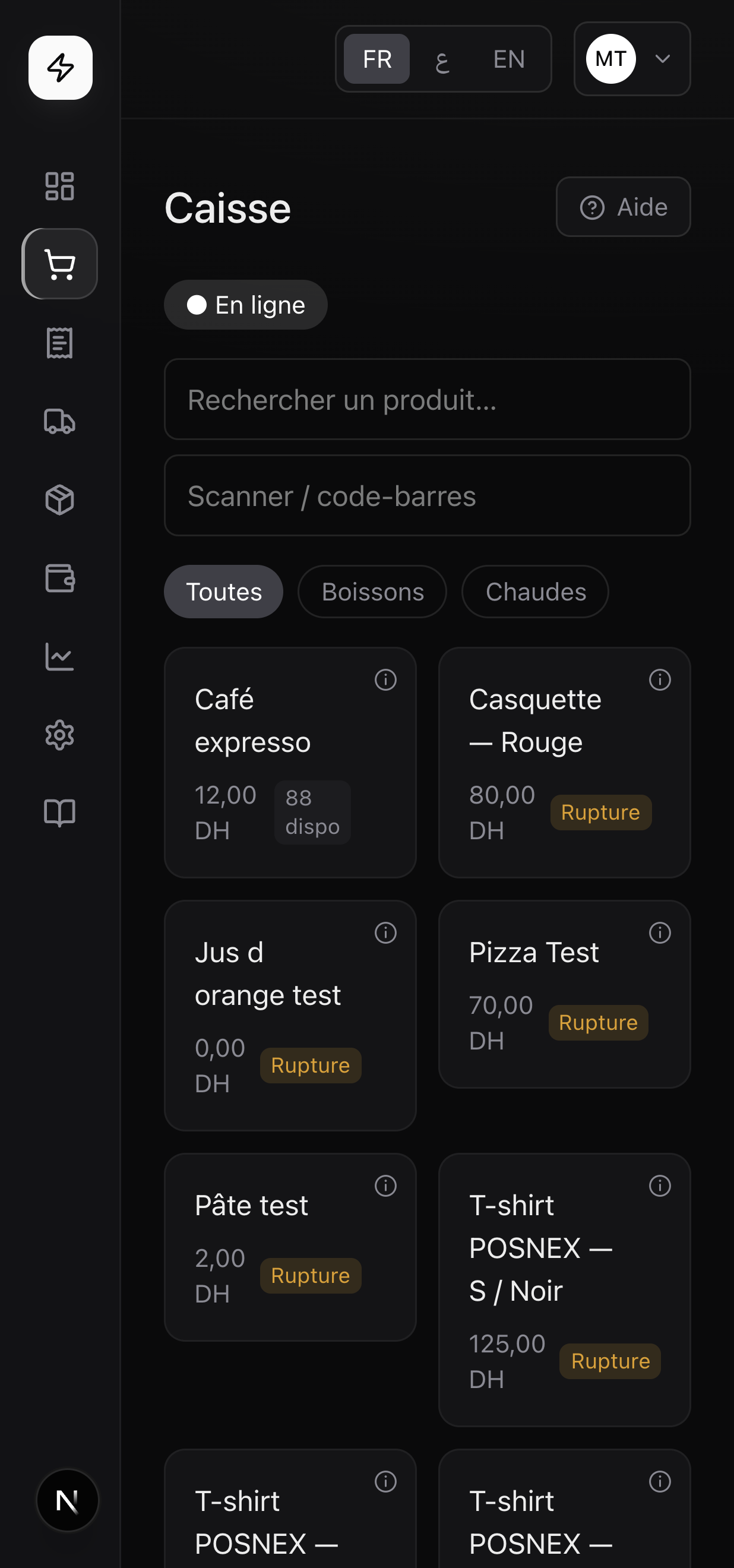 POSNEX — caisse sur mobile